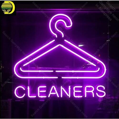 Neon Sign for Cleaners neon Light Sign illuminated Business Display Sign with board glass Tubes Handcrafted Neon signs Fill Gas