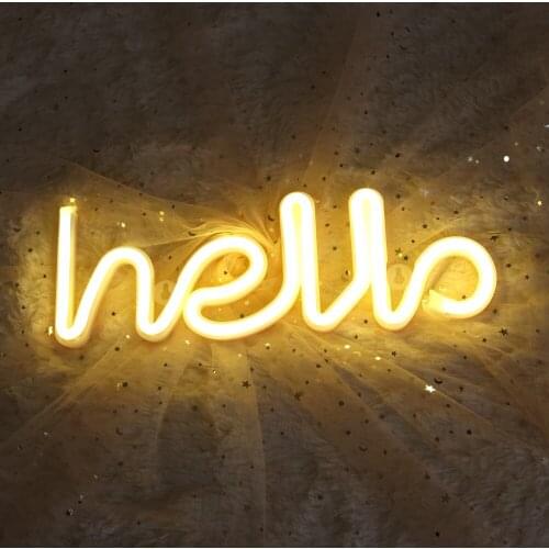 Night Light Neon Alphabet Hello Neon Lights For Birthday Wedding Party Bedroom Wall Hanging Decor Light Night