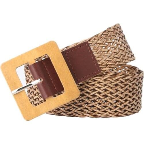 New 3.5cm*105cm Ladies Woven Belt Square Buckle Women Jeans Band Fashion Dress Waistband Female