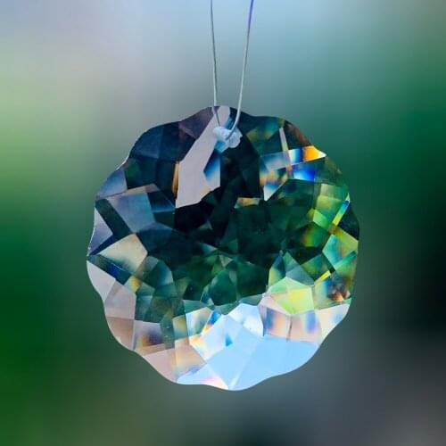 2PC Clear Mandala Crystal Chandelier Refraction Aurora Prism Suncatcher DIY Outdoor Garden Wind Chime Pendant Lighting Accessory