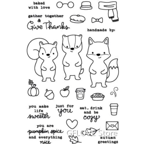 Animal Squirrel Transparent Clear Silicone Stamp Seal DIY Scrapbooking photo Album Decorative Clear Stamp