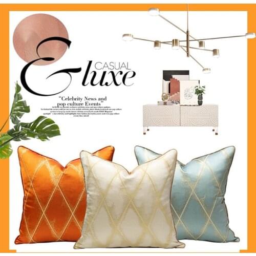 Luxury Geometric Jarquard Cushion Cover 50x50cm 45x45cm Decorative Pillow Cover for Sofa Livingroom Home Decor Pillowcase