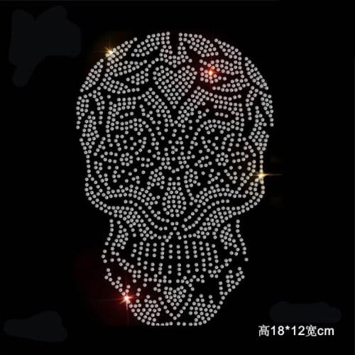 Rose Skull strass iron hot fix rhinestone transfer motifs iron on crystal transfers design iron on applique patches for shirt