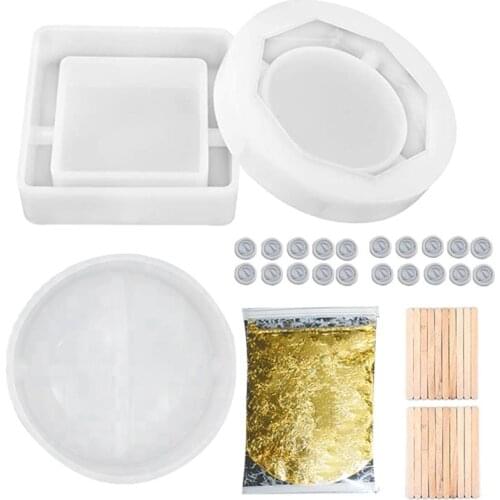 3 Shape Ashtray Resin Silicone Mold Square Round Octagon Shape Ashtray Resin Casting Molds Kit Resin Ashtray Mold Craft