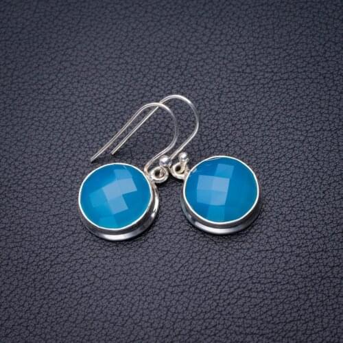 StarGems Natural Chalcedony Handmade 925 Sterling Silver Earrings 1.25" D7029