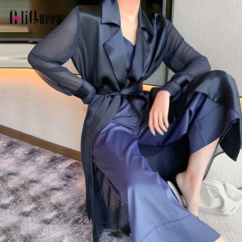 Autumn Women Fashion Organza Sleeve Acetate Coat Windbreaker Notched Collar Lace Up Ladies Trench Coat Designer Women Clothes