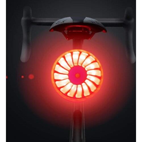 Bicycle Rear Back Light Smart Brake Lights USB Rechargeable Cycling Flashlight 5 Modes Safety Warning Motorcycle Helmet Lamp