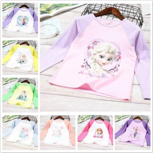 Spring Children Girls Cartoon Disney Frozen Anna Elsa Sofia Long Sleeve T Shirts Baby Clothes Kids Girl Top Tee Baby Costume