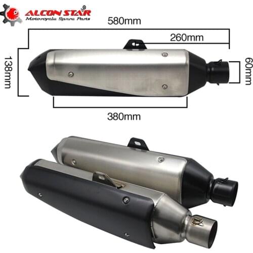 Alconstar- 580mm Length Motorcycle Exhaust Pipe Escape Moto For BMW G310 GS G310R R1200 GS for Honda NC750X CBF1000 CRF1000L