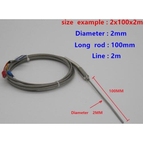 High-quality Temperature 0 To 600 C Degree Stainless Steel 2x100mm Probe J type Sensors High Temperature Thermocouple Sensors