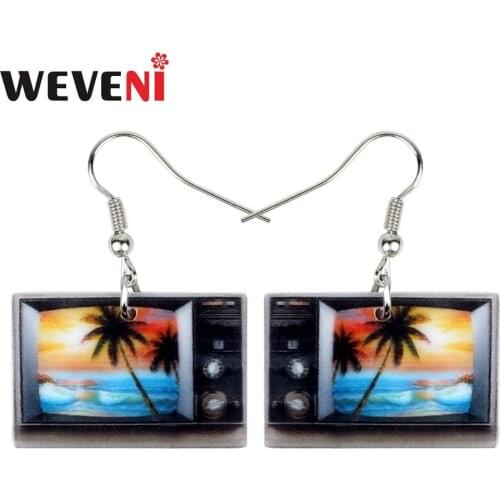 WEVENI Unique Design Acrylic Drop Dangle Big Long Television Earrings Fashion Jewelry For Women Girls Gift Charm Accessories