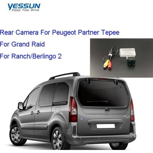 Yessun License Plate Rear View Camera 4 LED Night Vision 170 Degree HD For Peugeot Partner Tepee Grand Raid Ranch Berlingo 2