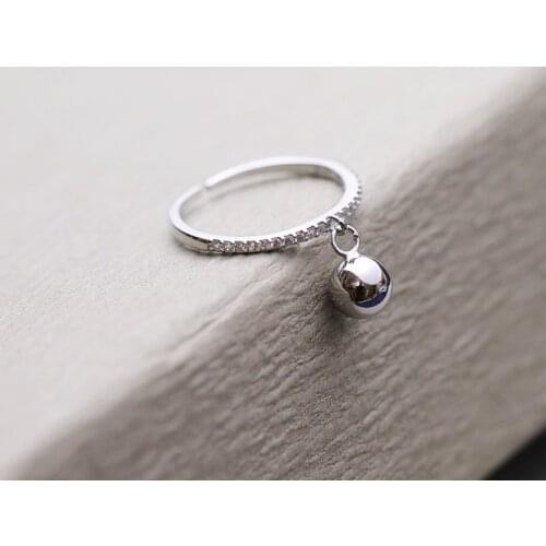 New Designer Silver Color Crystal Ball Beads Rings for Women Adjustable Size Ring Fashion Jewelry
