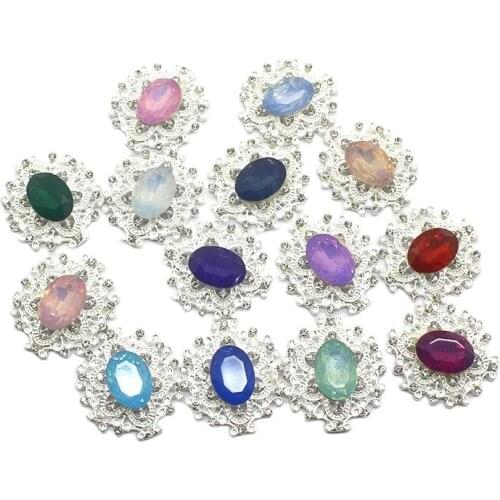 10Pcs 26*24MM Oval Alloy Rhinestone ButtonsFor Colthing Wedding Sewing Decoration DIY Scrapbook Craft Decoration Accessories