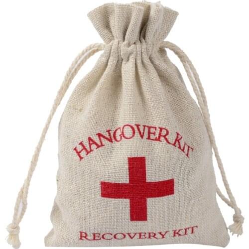 10Pcs/lot Wedding Hangover Kit Bags 10x14cm Cotton Wedding Favor Holder Bag Bachelorette Party Decorations Event Party Supplies