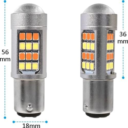 2 * Car Led S25 1157 T20 7443 T25 3157 Car Lights P27/7W P21/5W W21/5W Dual Color Bulbs White Amber Auto Turn Signal Light DRL