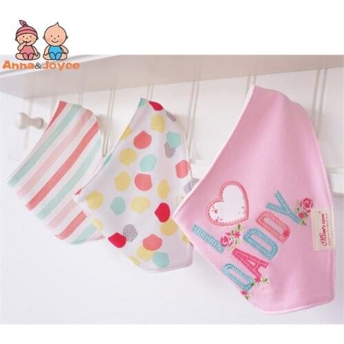 3Pc/Lot Newborn Baby Cartoon Soft Feeding Bib Children Double Cotton Dinner Clean Burp Cloths