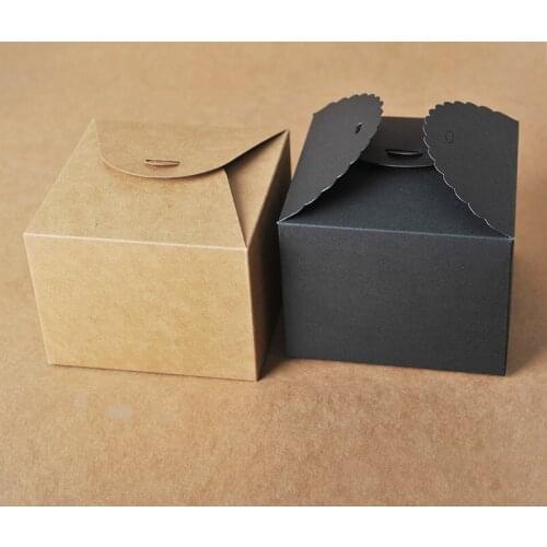 30pcs Vintage Retro black/Kraft Mini Kraft Paper Box, DIY Wedding Favor Gift Box, Small Single Cake Box Packaging