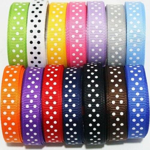 5yards/lot 3/8''(10mm) White Polka dots printed grosgrain ribbon tape Ribbons For DIY Crafts diy accessories