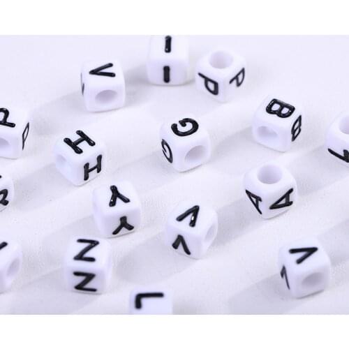 6*6 White Background Black Letter Square 26 Letters Loose Beads Separated Beads Jewelry Accessories DIY Bracelet Necklace Beaded