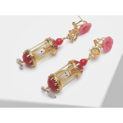 Amorita boutique Birdcage flower design brilliant sweet drop earrings