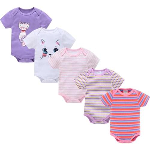 Bodysuit Cotton 5pcs Baby Girl Boy Clothes Short Sleeve Outfit Cartoon Body Infant Menina 5pcs/Set Body Baby Ropa De Bebe