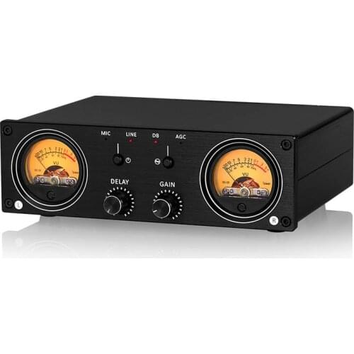 Dual Analog MIC/LINE VU Meter Sound Level Lamp RCA/XLR Audio Switcher Box Adapter DB Panel Display