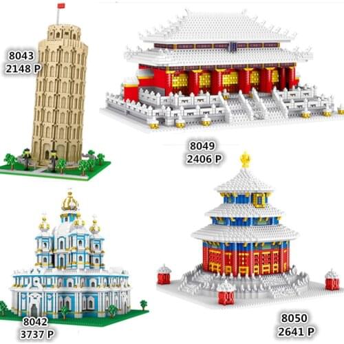 City Architecture Leaning Tower Of Pisa Micro Building Smolny Church Blocks Chinese Palace Creative Constuction Bricks Toys