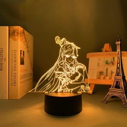 Game Led Night Light Genshin Impact Ningguang Figure for Room Decor Kids Birthday Gift Genshin Impact Desk Led Night Lamp