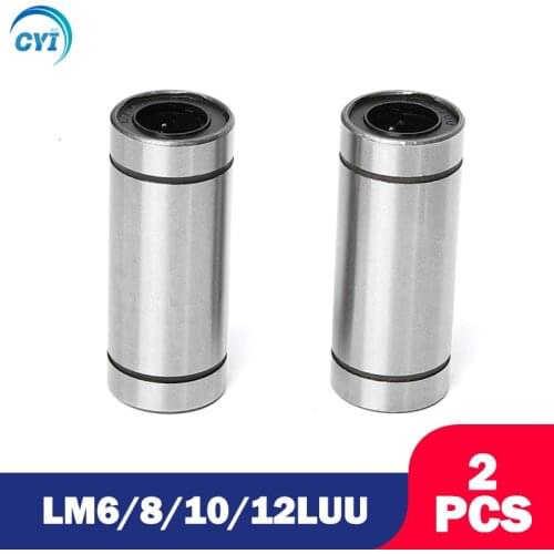 2pcs Linear Ball Bearings LM6LUU LM8LUU LM10LUU LM12LUU 6mm 8mm 10mm 12mm Bush Bushing 3D Printer Parts Aluminum Linear Bearings