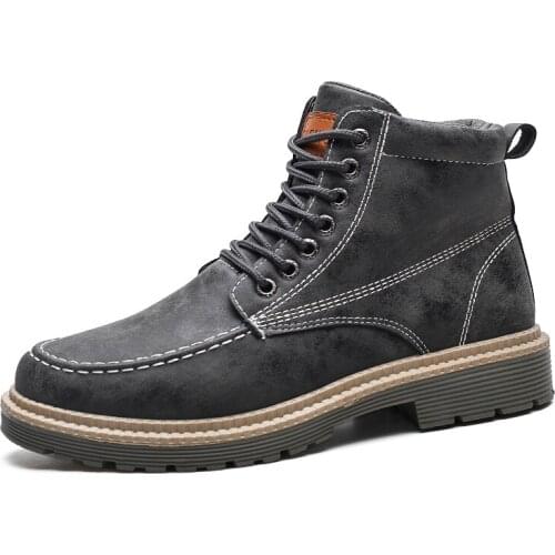Vogue Men Boots Autumn Comfy Durable Outsole Lace-up Vogue Shoes Men Pop Leather Casual Boots Men Brand Design Mens Boots