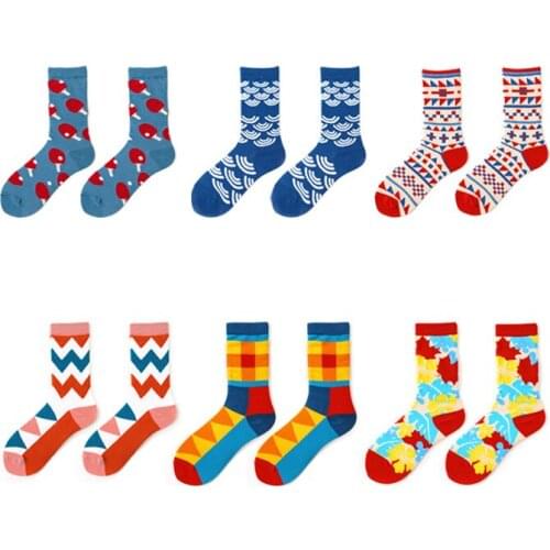 Geometry Style Unisex Fashion Socks Female Funny Cotton Socks Women Winter Fall Men Happy Short Lady Art hip hop Socks Male Sox