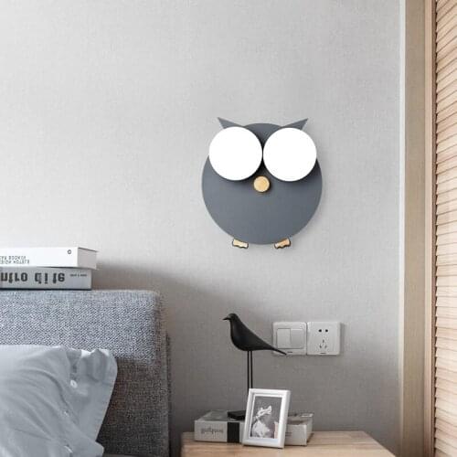 Nordic Owl Wall Lamp for Bedroom Modern Cartoon Boy Girl Childrens Room Cute Wall Light Living Room Decor Bedside Light Fixture