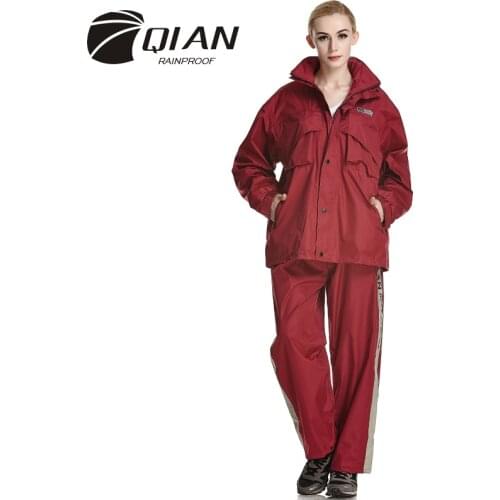QIAN RAINPROOF Impermeable Raincoat Women/Men Motorcycle Suit Rain Coat Outdoor Women Hood Camping Fishing Rain Gear Poncho