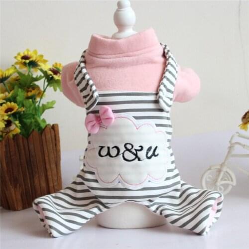 New Autumn Winter Xs Dog Clothes For Small Dogs Girl Boy Teddy Fleece Stripe Thick Cover Leg Jumpsuits Puppy Outfit Pet Clothing