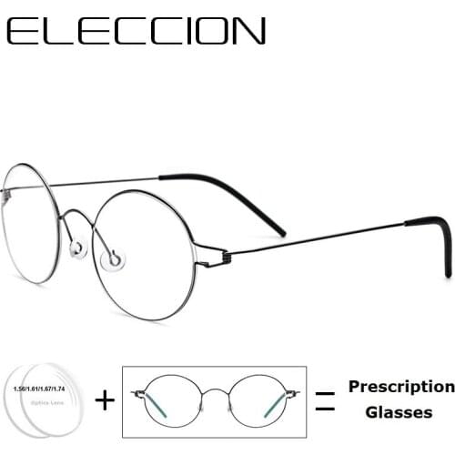 ELECCION Men Prescription Glasses Frame Optical Myopia Eyeglasses Ultralight With Diopter Titanium Rim Eyewear Women Korean