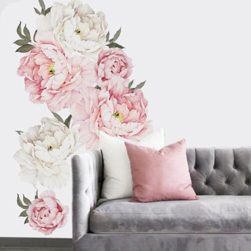Peony Flower Self Adhesive Mural Wall Sticker Home Living Room Background Decal Wall Stickers