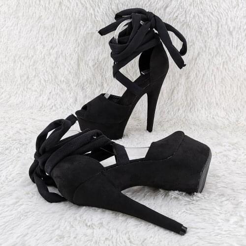 Leecabe 15CM/6Inch sude upper platform sandals Fish Mouth High-heeled Shoes sexy Pole Dancing Shoes