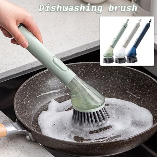 Cleaning Brush Dishwashing Brush Long Pot Brush With Liquid Household Kitchen Decontamination Non-Stick Cookware can CSV
