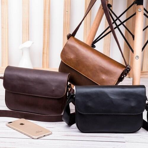 Japanese Style Crazy Horse Croodbody Bags Men Luxury PU Leather Messenger Bag Man Large-capacity Shoulder Bags Male Flap Bags