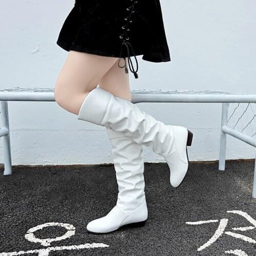 Cross-border plus size new fashion ladies trendy long tube leather stitching Martin boots fashion trendy long tube womens boots
