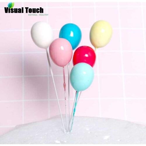Visual Touch Set of 6pcs Colorful Balloons Cake Topper Cake Sticks Decoration Dessert Kid Wedding Birthday Party Supplies