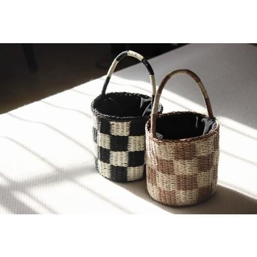 16x18CM Bucket Bag Paper Rope Women Summer Straw Bag Handbag Holiday Bag a6309