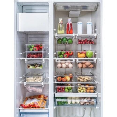 1/4/8 Grid Refrigerator Storage Box Egg Vegetable Fruit Organizer Plastic Transparent Food Drawer Containers for Pantry Freezer