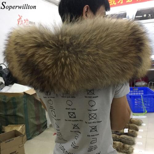100% Real Fur Collar Large 2021 Fashion Winter Natural Raccoon Fur Women Scarf Coat Parka Male Scarves Luxury Fur 60cm 70cm #22