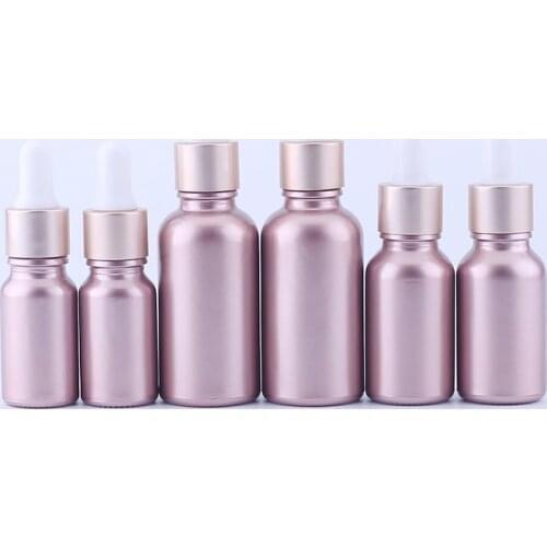 100pcs 10ml 15ml 30ml Pink Glass Dropper Bottle Empty Cosmetic Packaging Container Vials Essential Oil Bottles