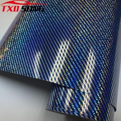 2D blue Carbon Fiber Wrap Film Vinyl Laser Rainbow Carbon Car Wrap Sticker Console Computer Laptop Skin Phone Cover Motorcycle