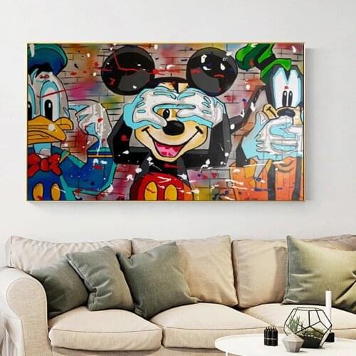 5D Diamond Painting Graffiti Art Disney Funny Mickey Mouse Donald Duck Diamond Embroidery Picture Of Rhinestones Home Decoration