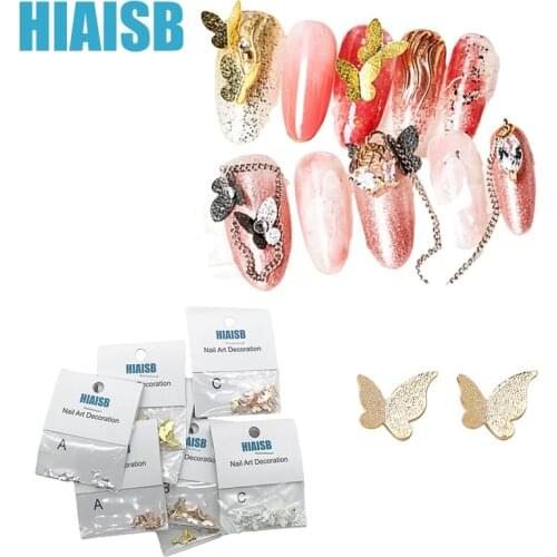 90PCS Metal Butterfly Nail Mixed Decorations Fashion Salon Art Design 3D Butterflies Accessories Decoration For Nails Supplies