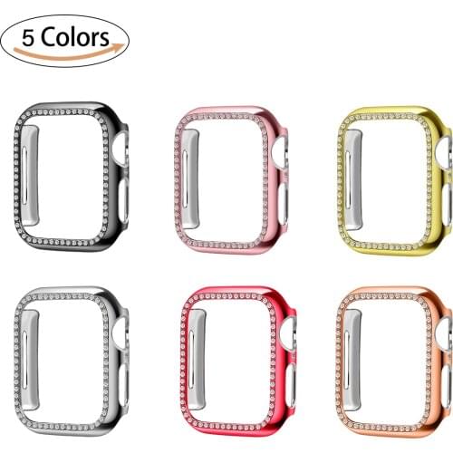 Diamond Case For Apple Watch se 6 5 4 44mm 40mm watch cover PC Protector iWatch series 3 2 1 42mm 38mm smart watch accessories